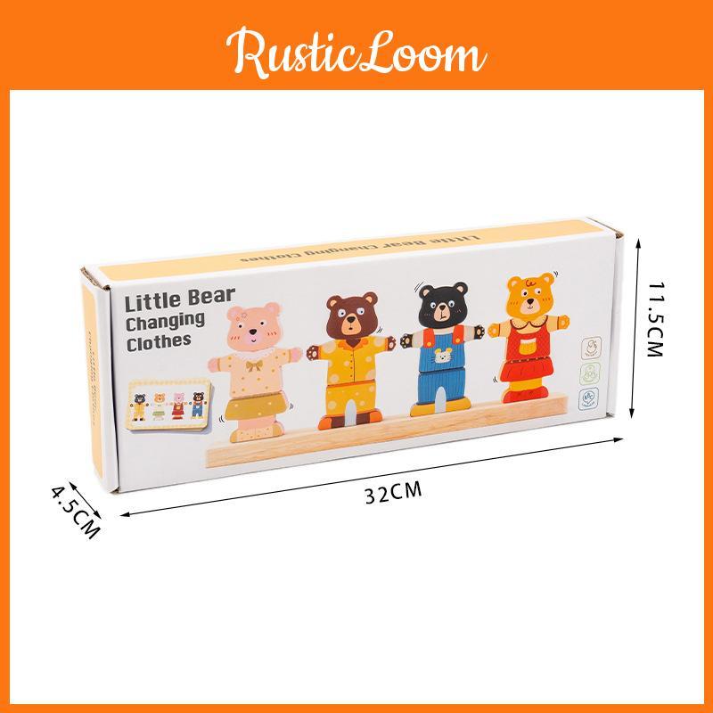 Wooden Early Learning Bear Dress Up Toy With Color Recognition For Kids Educational Game