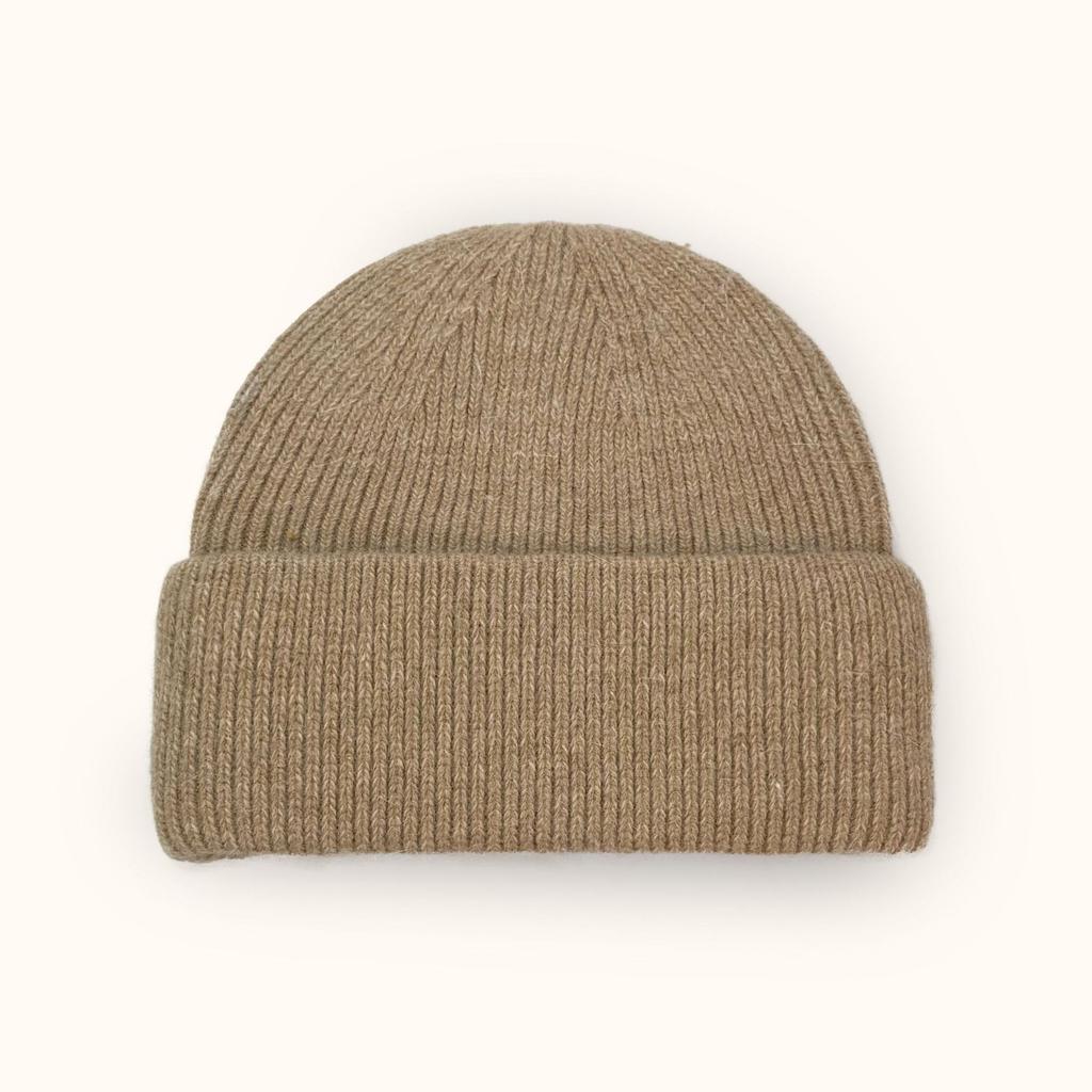 Autumn Winter Fashion Rabbit Hair Knit Hat Double Rolled Brim Warm Cold Hat
