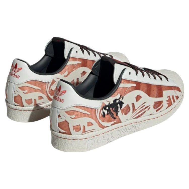 Adidas Originals Han Meilin X  Superstar 80S Ugly Cow Leather Low-Top Sneakers Unisex Sneakers White Red ID4378