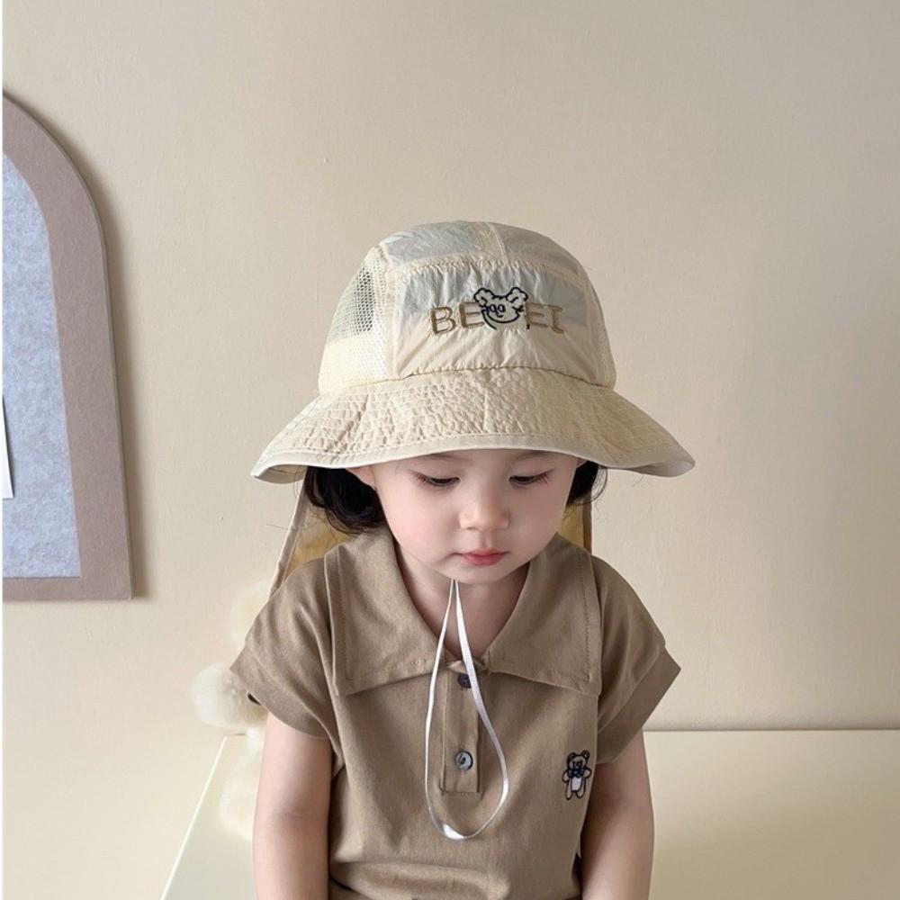 Quick Drying Children Fisherman Cap Cartoon Bear Kids Sun Protection Cap Baby Bucket Hat  Boys