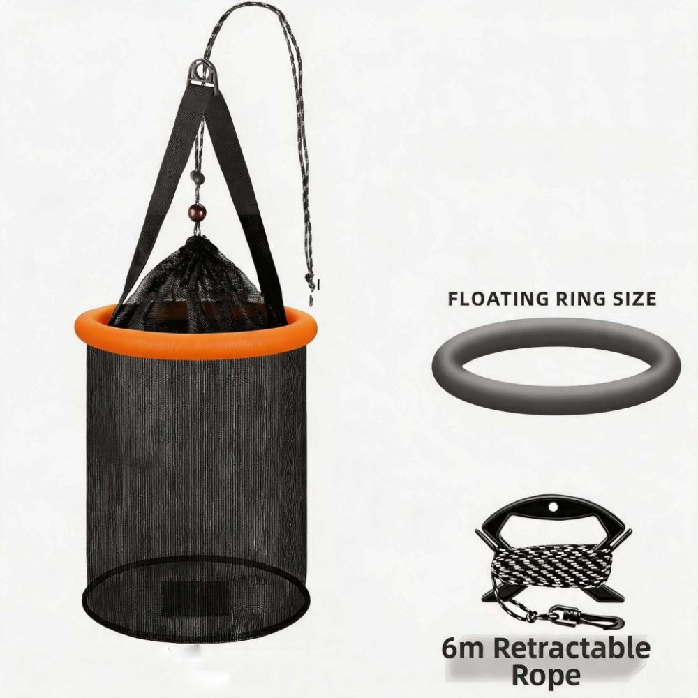 Durable Mesh Foldable Fishing Basket Bait Container Live Fish Net Shrimp Keeper
