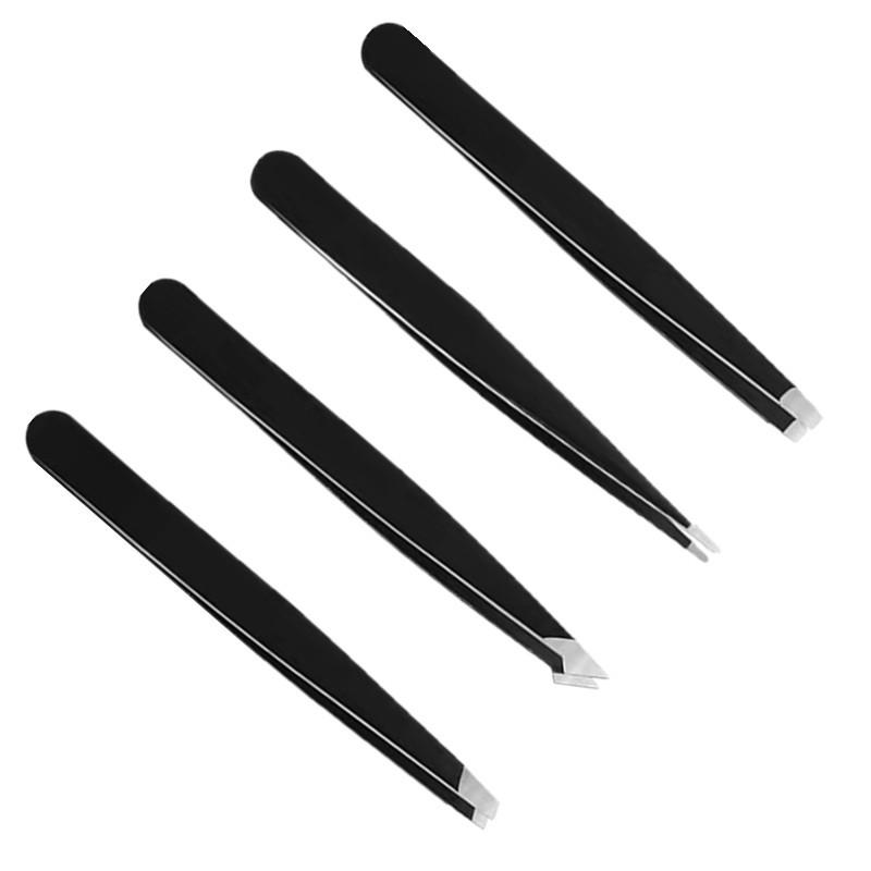 Individually Packaged Stainless Steel Black Eyebrow Tweezers