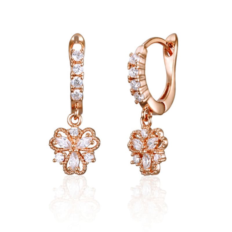 ELLE Jewelry 14K GF Flower Charm One-Touch Earrings ELGPEE536