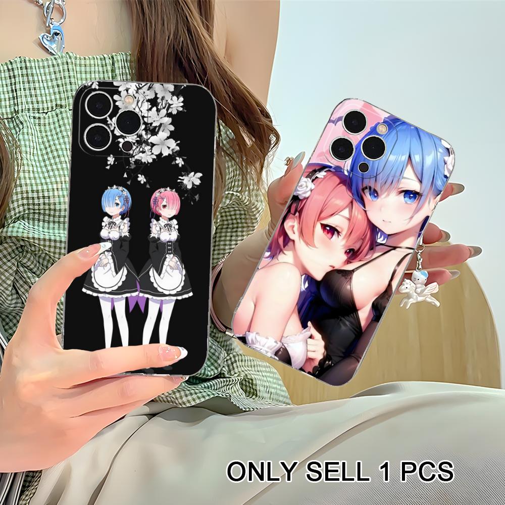 ReZero Rem Ram Clear TPU Mobile Case for iPhone 17 16 15 14 13 12 11 X XR XS Air Pro Max Plus Mini Colorful Cover