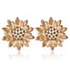 Gemstone Flower Ear Studs Alloy Colorful Crystal Sunflower Fashion Jewelry For Women