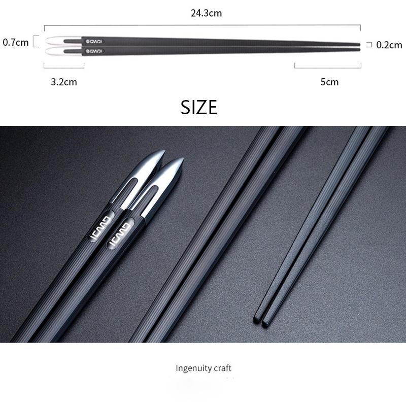 Black Alloy Chopsticks Set 5 Pairs Luxury Chinese Cooking Non-Slip Chopsticks Set