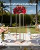 Wedding Flower Stand, 10PCS 80cm Column Flower Stand, Floral Stands with Metal Laminate, Cylindrical Cubic Floral Display Rack for Wedding, Party,
