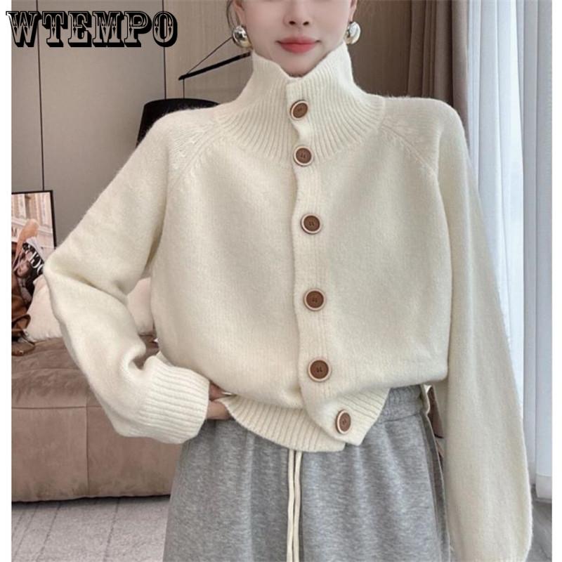 Women's Pullover Sweater New Jacket High Neck Autumn and Winter Style Knitted Cardigan
