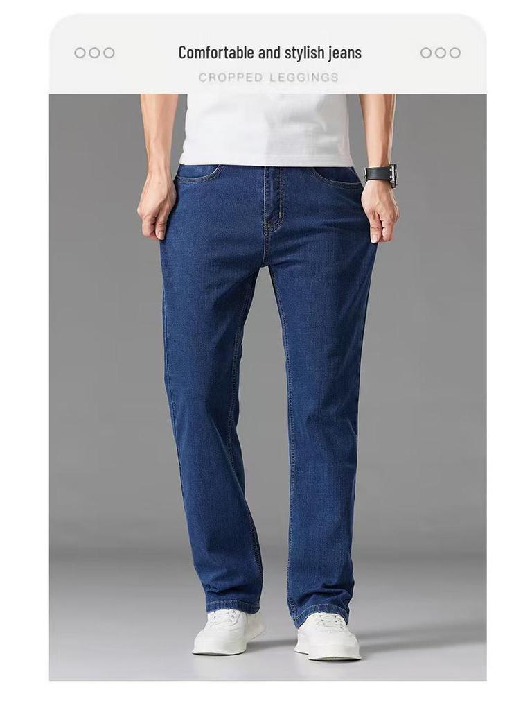 Woodpecker Men's Fleece-lined Straight Leg Stretch Jeans - Loose Fit, Plus Size, Warm Casual Pants for Autumn/Winter