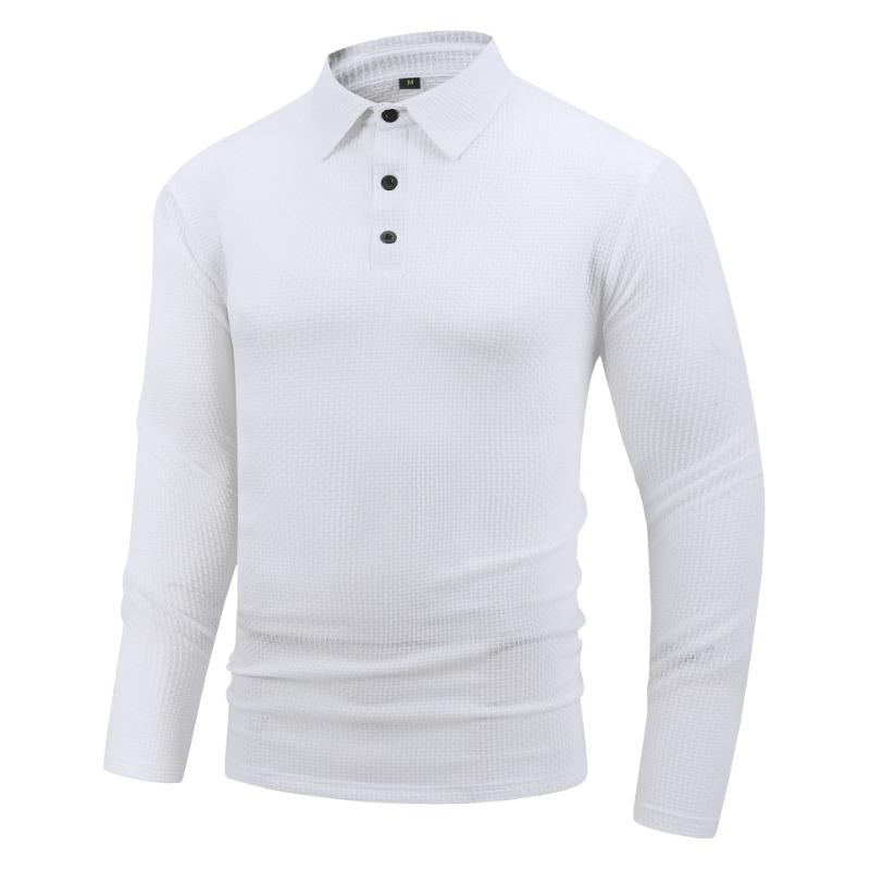 Spring Autumn Men's Long Sleeved Lapel Casual Solid Color Polo Lapel Casual Shirts Men’s