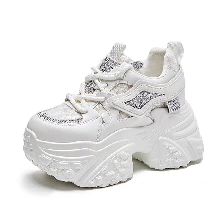 Thick-soled Dad Shoes Women's Spring 2025 New Rhinestone Warm and Heightening Women's Shoes Versatile Sports and Leisure Women's Shoes