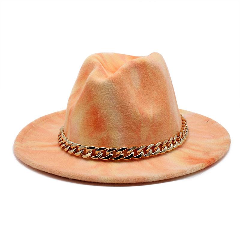 

British Woolen Jazz Top Hat Men And Women Big Eaves Hat Big Eaves Felt Hat M（56-58cm） помаранчевий