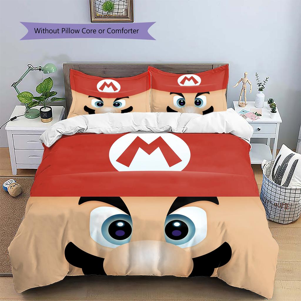 Mario Classic Pose Duvet Cover & Pillowcases, Mario Fan Retro Bedding, Great Gift.chl