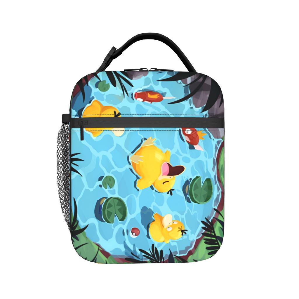 Custom P-Psyducks Resuable Lunch Boxes for Women Multifunction Cartoon Cooler Thermal Food Insulated Lunch Bag School Student