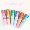 6 Pièces Mini Marqueurs Kawaii, Pointe Biseautée, Couleurs Assorties, Base Eau, Séchage Rapide, Pour Colorier Fournitures Scolaires
