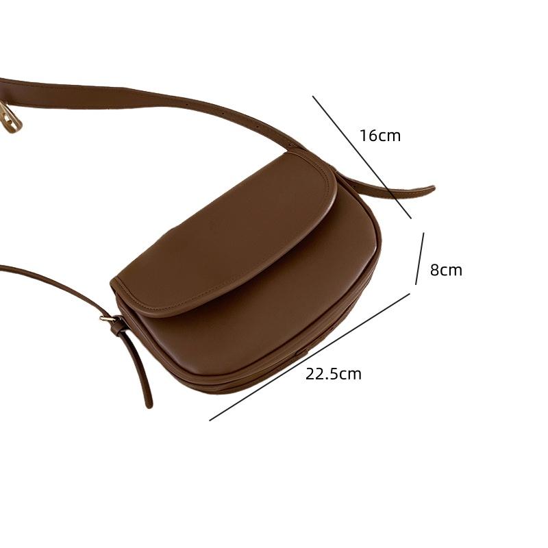 Einfache Damen Klappen Umhängetaschen Mode Leder Sattel Schultertaschen Vintage Hohe Qualität Damen Handtaschen Schwarz Braun