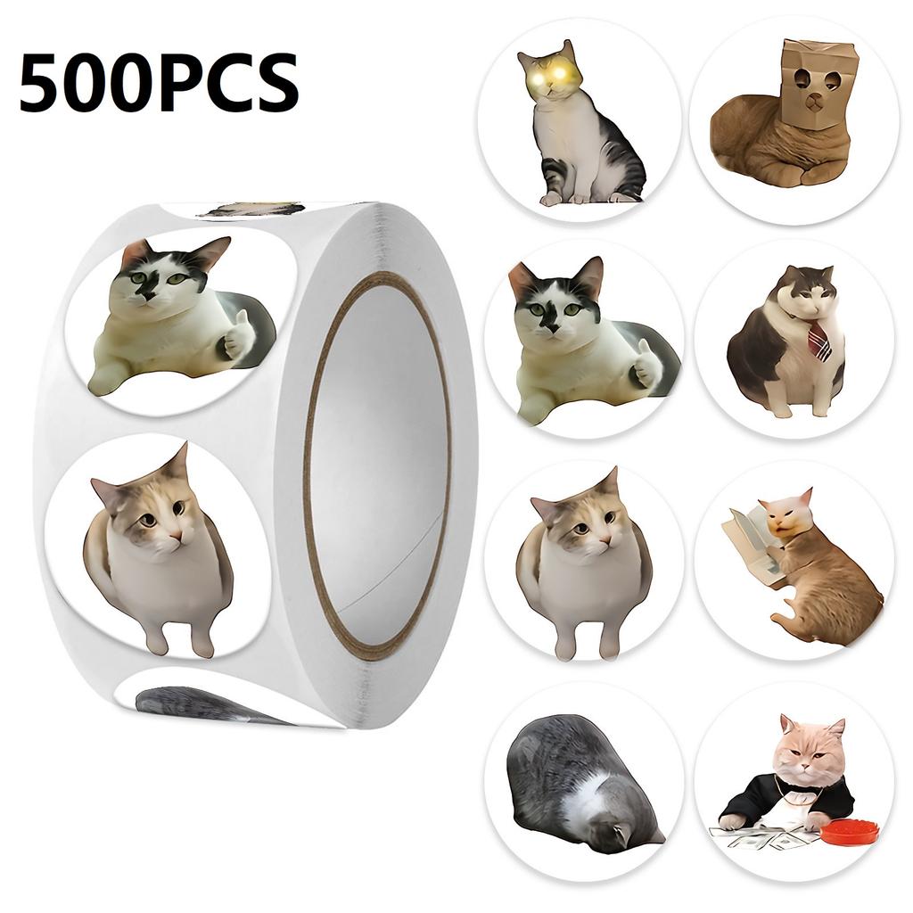 100-500PCS Funny Stickers Cat Cartoon Roll Stickers Animal Packaging Stickers Photocard decor Pack Lables