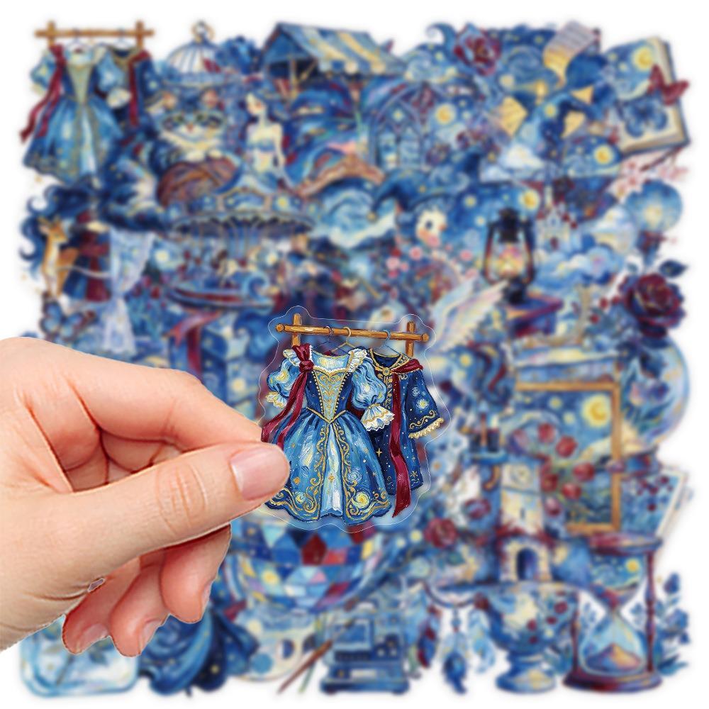 50Pcs/Set The Starry Night . Van Gogh Art Gallery PET Clear Stickers Waterproof DIY Fashion Decals Journal Stickers (2 Styles)
