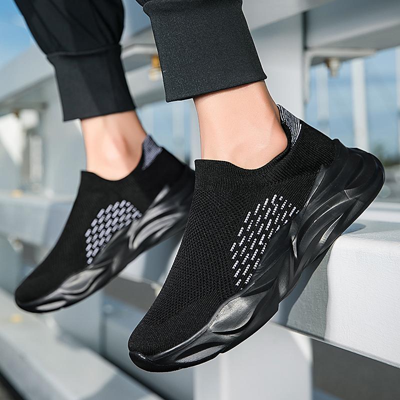 Ultra Lightweight Socks Shoes Men Women Breathable Knitted Casual Sneakers Slip-on Loafers Thick Sole Walking Footwear