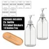 500ml Transparent Plastic Lotion Bottle Refillable Pump Bottle Dispensers Wall Mounted with Labels for Dish Body Wash