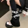 Harajuku Punk Spiderweb Knitted Leg Warmers Japanese Women Gothic Knee Length Long Socks Leggings Boot Cuffs Foot Covers