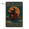 Distressed Metal Signage Retro Halloween Wall Sign, Pumpkin Ghost Bathroom American Style Decor Art Witch Cat Festival Sign for Bar Home Room
