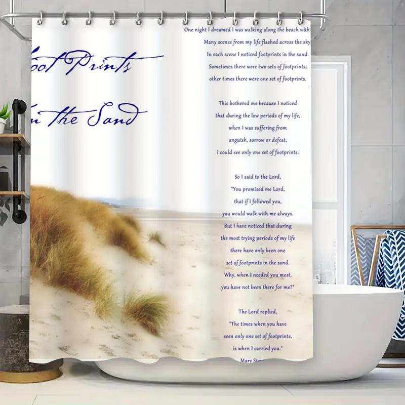 

Footprints Shower Curtain Beach Inspired Decor for Your Bathroom Extra Long Waterproof Fabric with Non-Slip Backing Perfect Gift 90x180cm