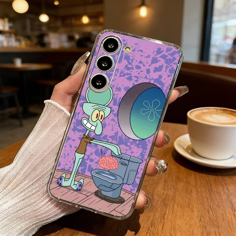 Animation S-Sponge B-Bob Phone Case For Samsung S25,S24,S21,S22,S23,S30,Ultra,S20,Plus,Fe,Lite Transparent Cover Samsung S24ULTRA