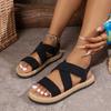 Women's Flat Roman Sandals, Cross Strap Soft Sole Beach Shoes, Plus Size Casual Student Summer Sandals