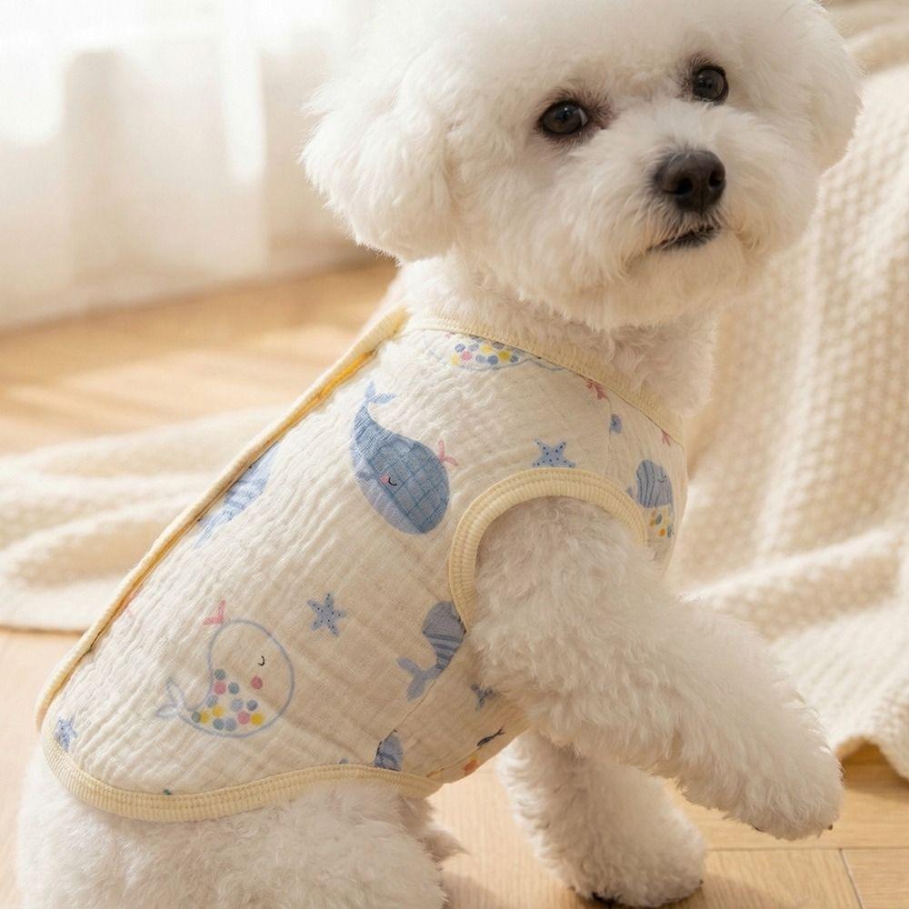 Cute Puppy Short Shirt Breathable Pet T-shirt Casual Pet Sleeveless Pullover  Spring Summer Season