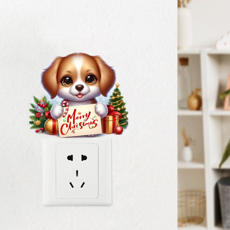 Christmas Switch Sticker Santa Claus Deer Spirit Wall Decal Festival Bedroom Living Room Home Decor Self-adhesive New Year Decal