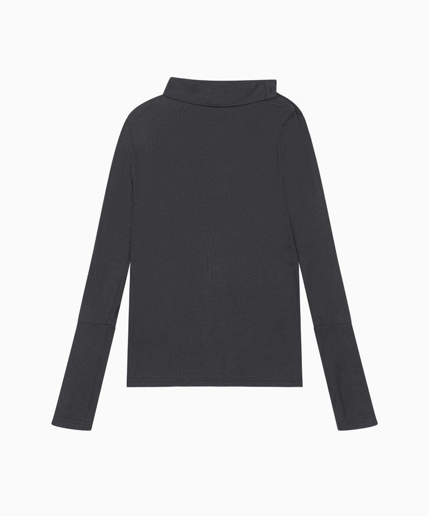 Ohesio Two-Way Button Turtleneck T-Shirt, Charcoal