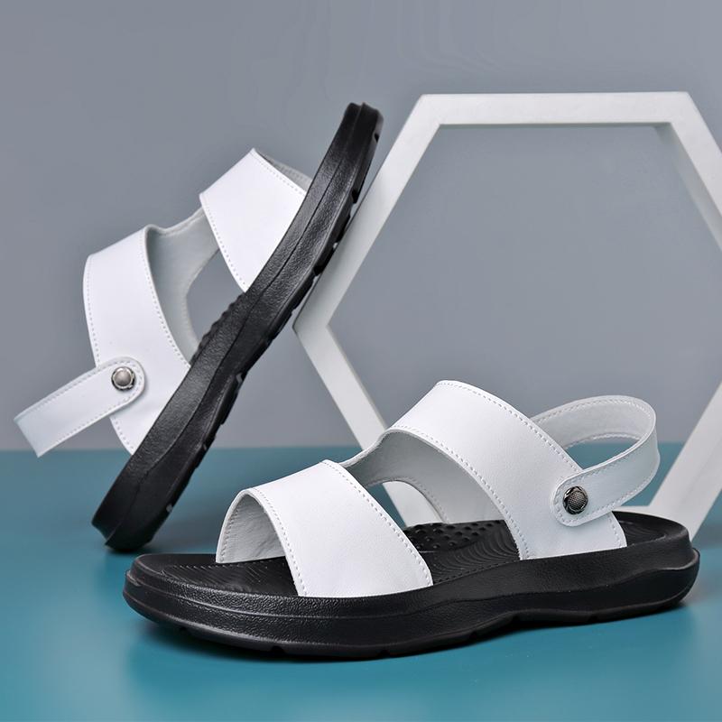 Fashion Dual-Purpose Mens Slides Classic Leather Quick-Dry Slippers Comfortable Male Sandals New Arrival Beach Shoes Wading Aqua Shoes