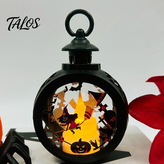 LED Decorative Flame Light Halloween Retro Pumpkin Lantern, Electronic Candle Light, Vintage Festive Lighting Handheld Lamp for Bar Haunted