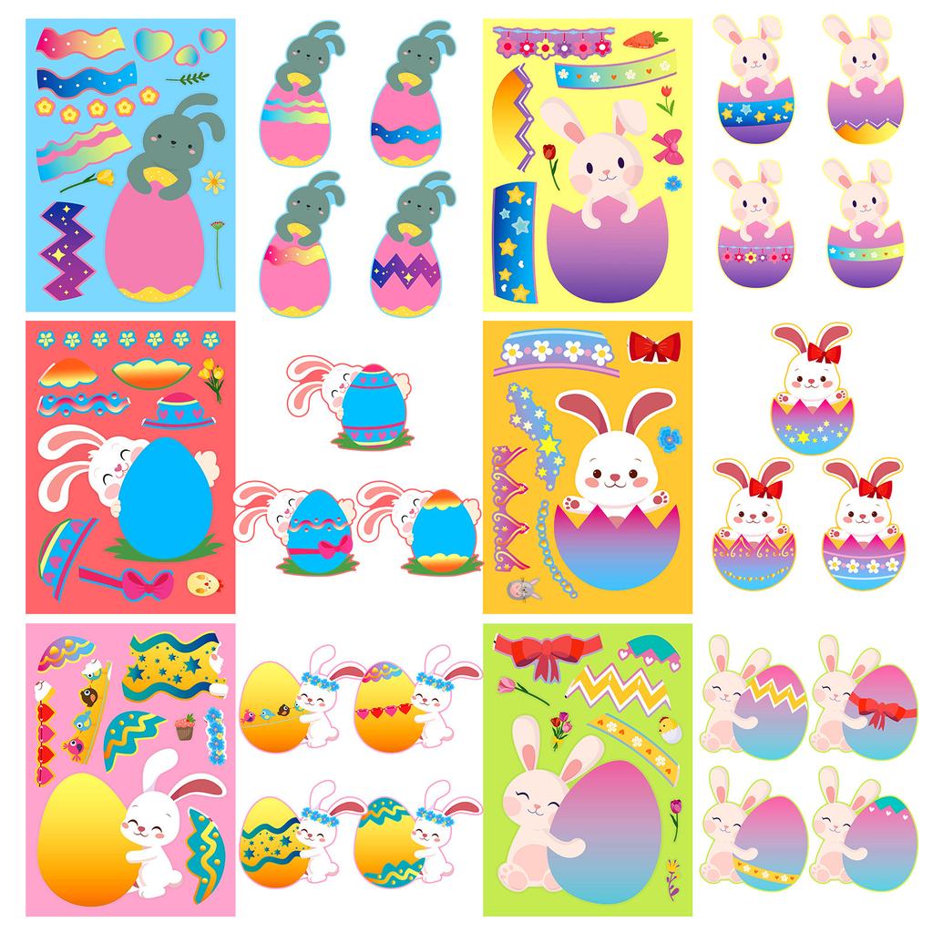 6 Pictures/pack of Easter Series Resurrection Rabbit Eggs Without Repeating Stickers Stickers