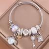 Fashionable Rhinestone Angel Heart Key Lock Bracelet
