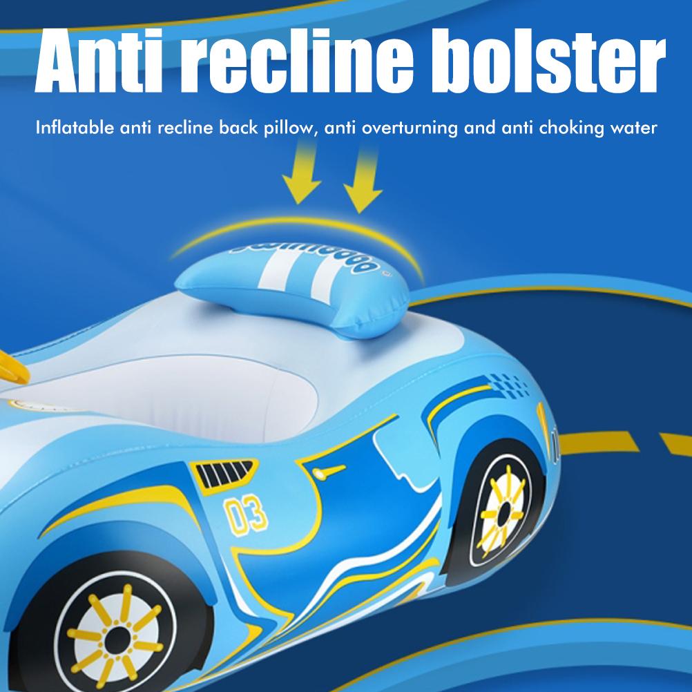 Baby Inflatable Pool Float with Canopy Car Shaped Baby Swim Float with Safty Seat Steering Wheel Horn for Infant Summer