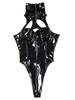 3D Hollow Bust Wet Look Pvc Catsuit High Cut Zipper Open Crotch Bodysuit Tight Hot Sexy Sukumizu Cosplay Body Shirt Clubwear Top