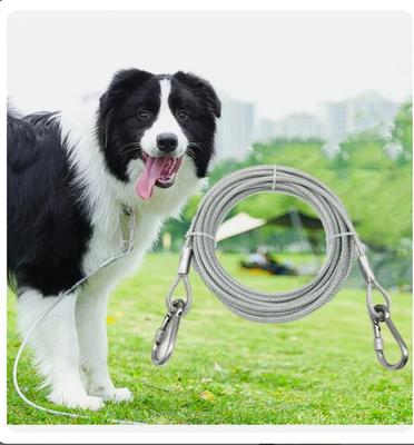 Dog Tie Out Cable Galvanized Steel Wire Pet Leash with PVC Coating Chew Proof Lead for Large Dogs Pets Dog Yard Camping Outdoors
