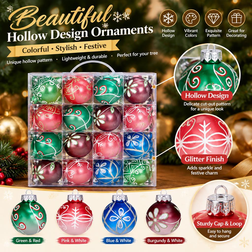 PVC Christmas Ornament Ball Set, 100pcs, Mixed Sizes