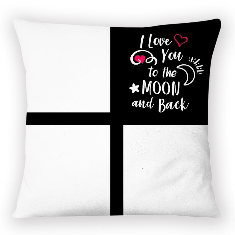 Fashionable black and white plaid pillowcase cat paw letter print pillowcase sofa cushion cover home bedroom room decoration
