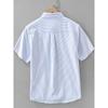 Summer Fresh Vertical Stripes Embroidery Half Short Sleeve Shirts Men's Loose Oxford Cotton Business Casual Shirt New