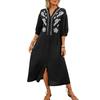 2026 Summer European & American Ethnic-Style Loose Embroidered Five-Sleeve Dress