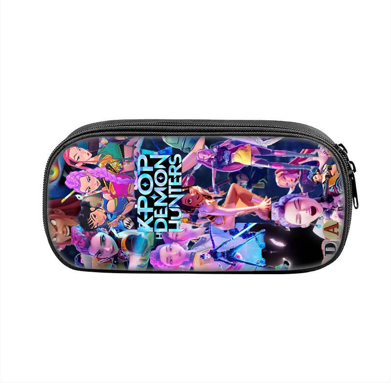 Kpop Demon Hunters Portable Pencil Pouch Nylon Storage Case For Kids And Teens