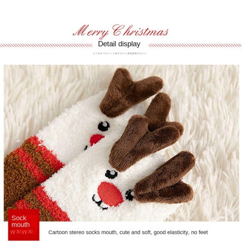 Keep Warm Mid Tube Socks Coral Fleece Santa Claus Plush Socks Soft Christmas Socks  Xmas