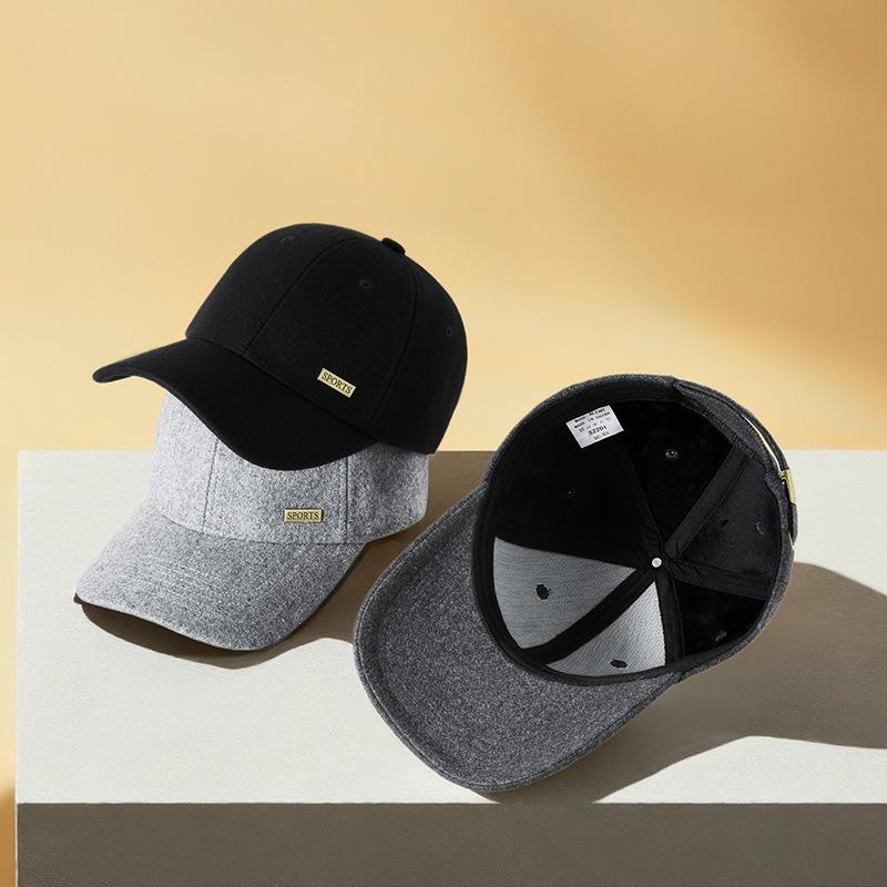 Winter New Woolen Post-sealing Men's Baseball Cap Medium and Old Large Size Warm and Versatile Big Head Circumference Cap