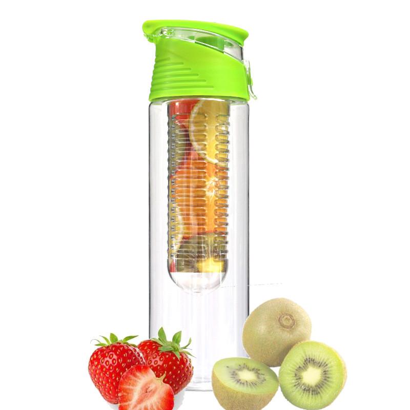 800ml Fruit Infusing Infuser Water Bottle Sports Lemon Juice Bottle Flip Lid For Camping Travel
