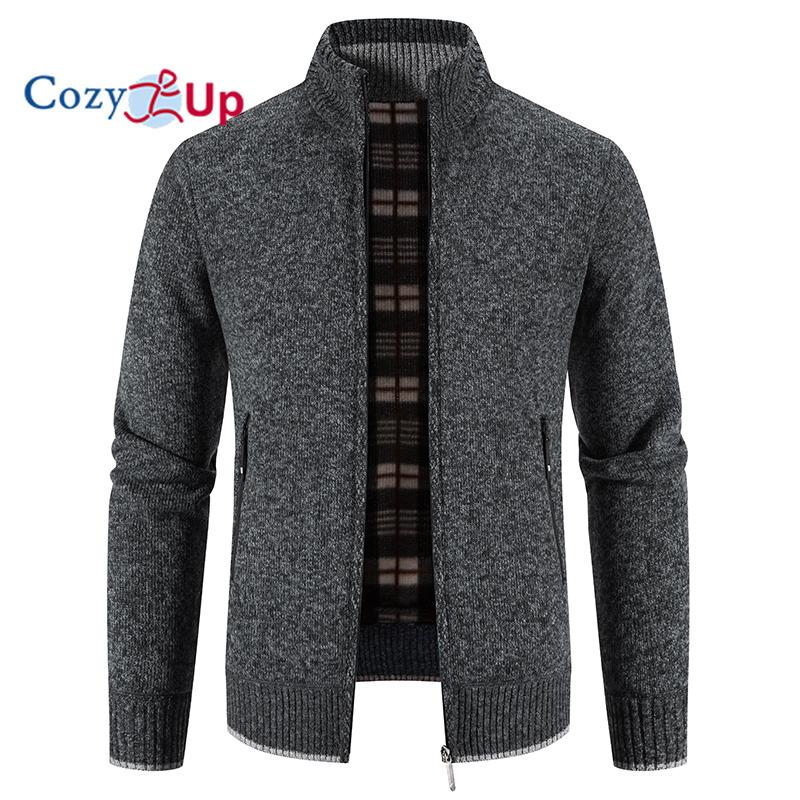 

Cozy up мужской маленький воротник-стойка плюс бархатный утолщенный трикотажный кардиган свитер куртка 3XL темно-серого