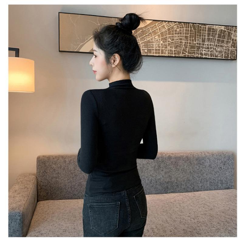 Women S Fleece Lined Half Turtleneck Slim Fit Thermal Base Layer Top