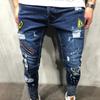 Pantaloni skinny da uomo con foro stretto stretto e fascia alta Hip Hop Jeans slim con stemma da uomo nuovi